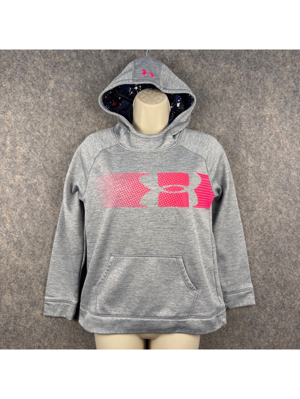 Under Armour ColdGear Loose Hoodie Light Gray Pink Girl’s Size Large School 857
